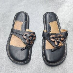 Born Women’s Flip Flop Sandals Brown Coconut Shell Beads Slip On Size 9